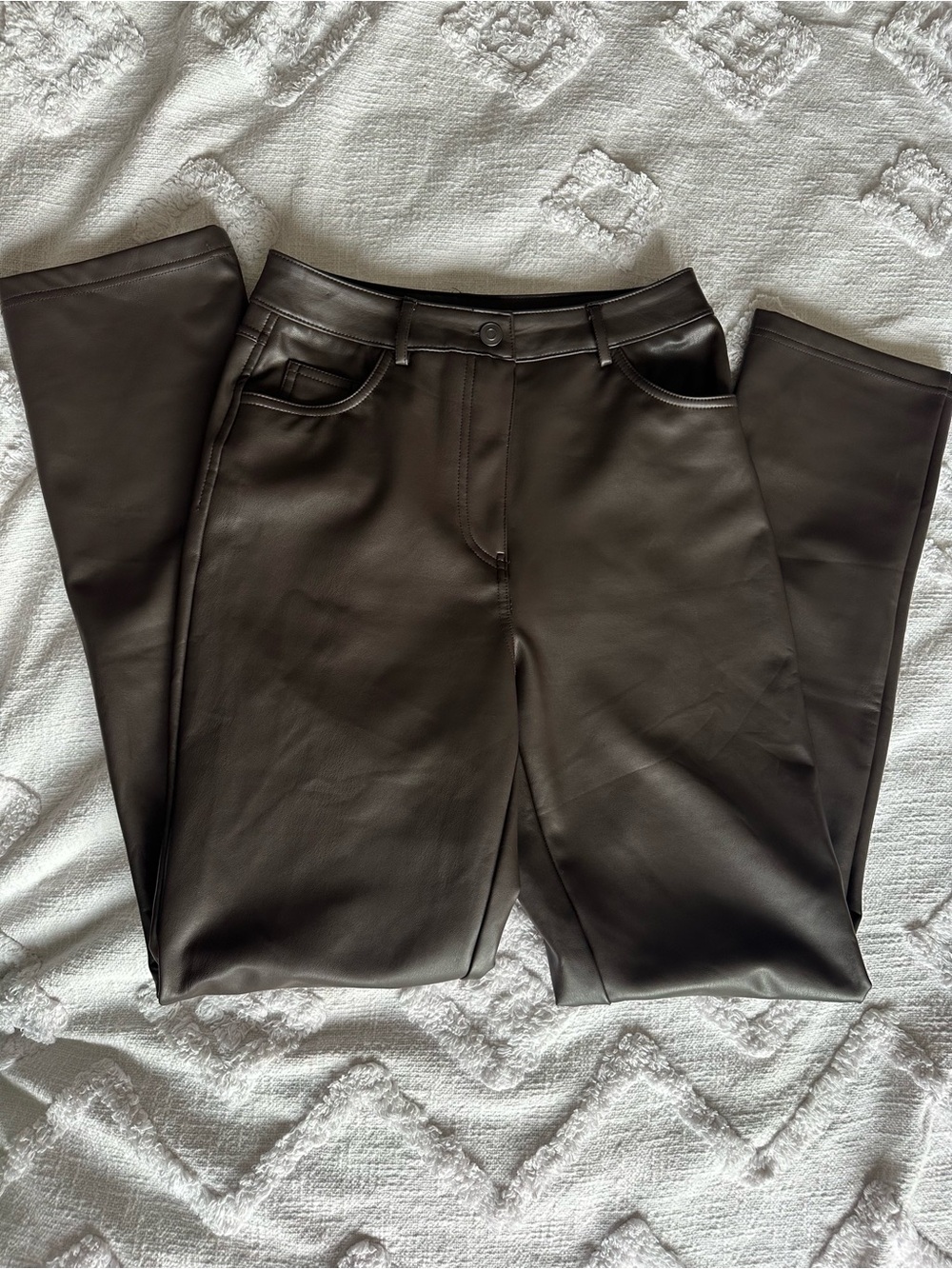 NOA Chocolate Brown High-Waisted Faux Leather Pants in size Small